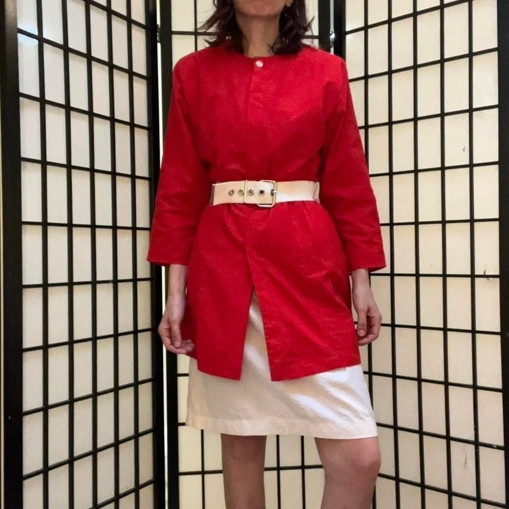 Red and White Belted Vintage 70s Dress by‎ Joni Blair Small Mod Retro 1970s